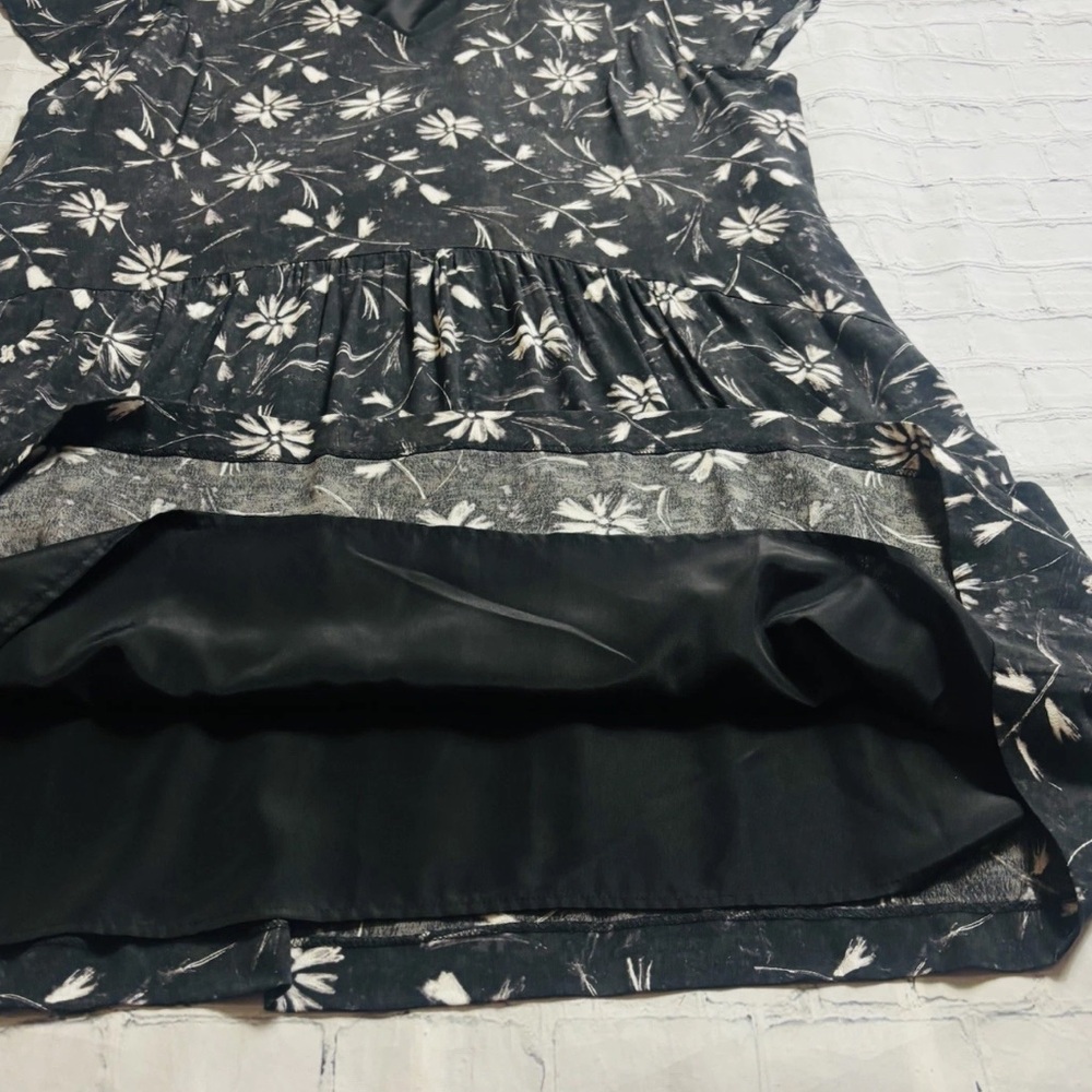 Garnet Hill V Neck Drop Waist Dress Black Floral Pockets Women's Size 18 - Picture 9 of 11